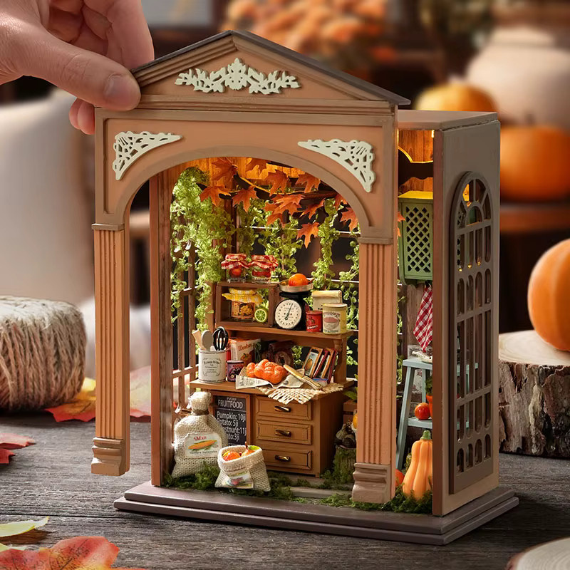 zuuton DIY Buchnischen-Modellbausatz, 3D-Puzzle, Holz, mit LED-Beleuchtung - Bild 3