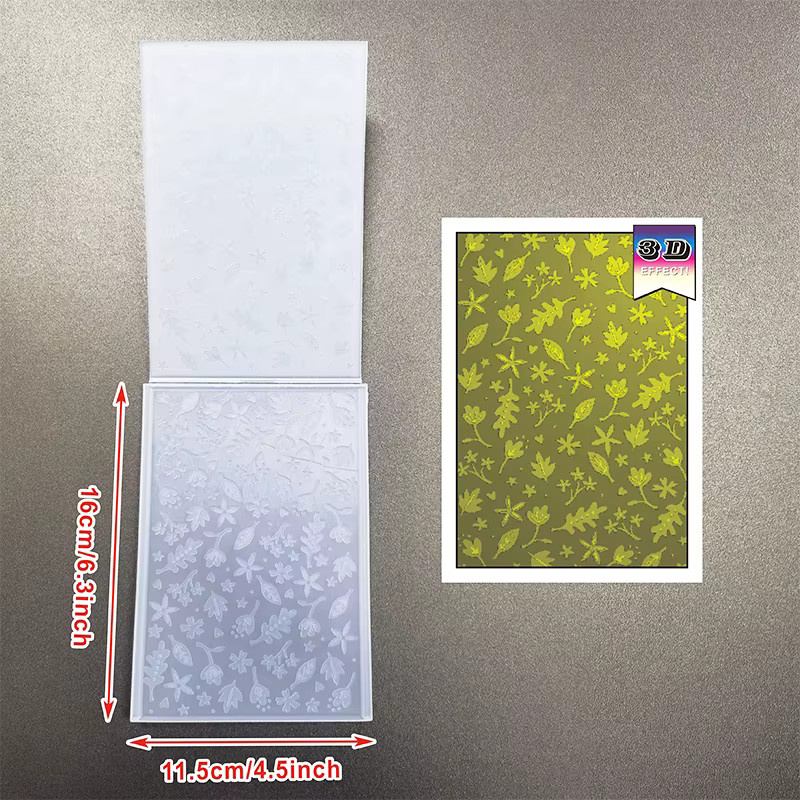 3D-Reliefmappe mit Blatt- und Blumenstrukturdesign für DIY-Sammelalben und dekorative Bastelprojekte aus Karton - Bild 2