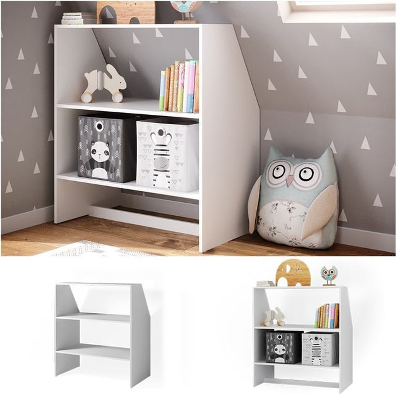 Vicco Dachschrägenregal als Kinderregal und Bücherregal in Weiß mit Rückwand - Bild 2