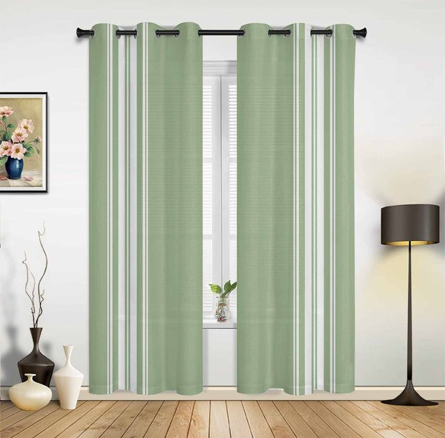 Yiran Furniture Vorhang mit blauem Streifenmuster in Weiß, semi-transparent, modern, Breite: 135 cm, Höhe: 60 cm - Bild 1