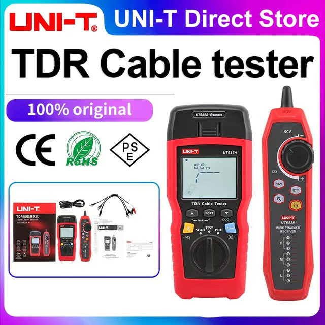 UNI-T UT685A TDR Kabeltester Kit Netzwerkkabel-Lokalisierungsgerät und Drahtverfolger in Rot für RJ45 und RJ11 - Bild 1