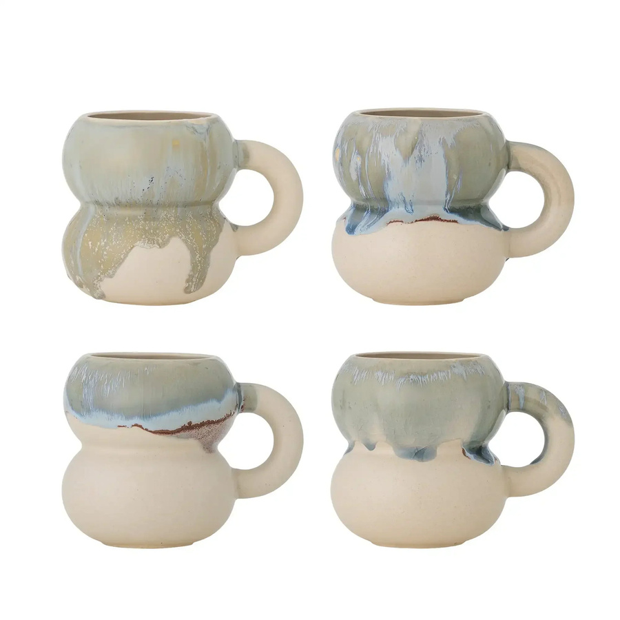Bloomingville Becher aus Keramik Luna in Blau, 4er-Set - Bild 1