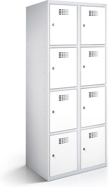 rotstahl Fächerschrank mit 8 Fächern in Weiß und lichtgrauem Korpus, B/T/H: 60 x 50 x 180 cm - Bild 1