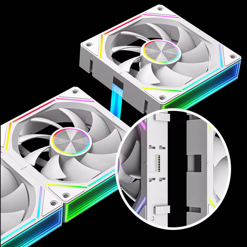 OUYUANSU K4 Desktop-Lüfter 3er-Pack in Schwarz mit ARGB-Synchronisierung und temperaturgesteuerter Luft- und Wasserkühlung, 12 cm - Bild 3
