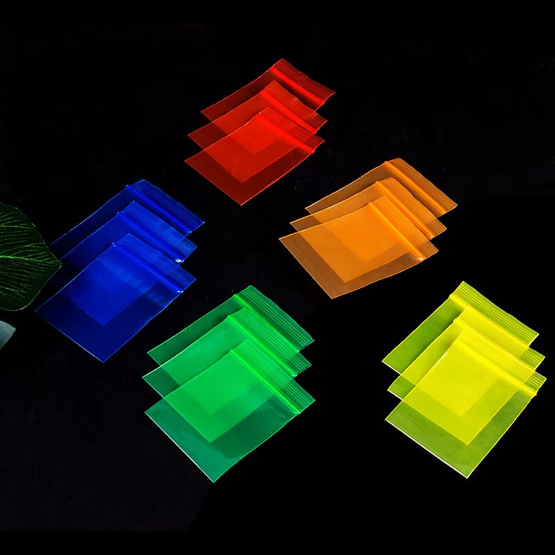 100 Stück wiederverwendbare Zip-Lock-Taschen aus Plastik in schillerndem Multicolour-Design, durchsichtige Holografik-Beutel für Schmuck und Kosmetik, Farbe: Grün/Transparent - Bild 2