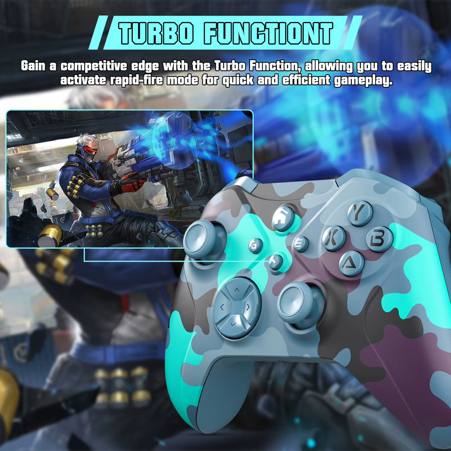 Turpow Kabelloses Gaming-Gamepad für Xbox One und Series X/S mit Hall-Effekt Joysticks, 6-Achsen-Gyrosensor, Dual-Vibration und Turbo-Funktion in Multicolour - Bild 1
