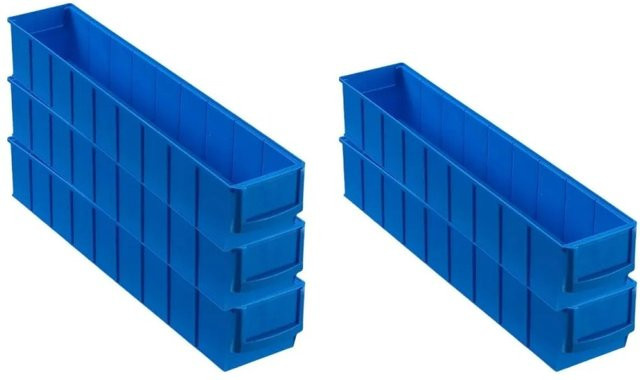PROREGAL SparSet 5x Blaue Industriebox 500 S Sortimentskasten aus Kunststoff, H x B x T: 8,1 x 9,1 x 50 cm - Bild 1