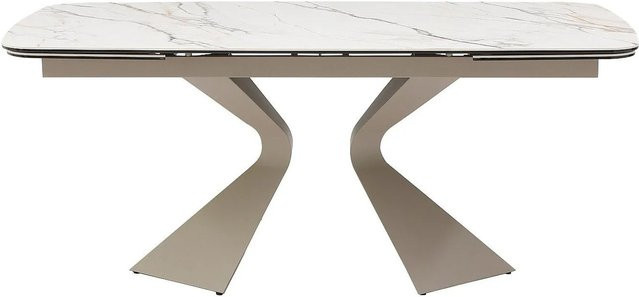 Maison Céphy Esstisch Kajari aus Keramik in Taupe Weiß mit Marmor-Optik und Ausziehfunktion, B/T/H: 260 x 220 x 76 cm - Bild 1