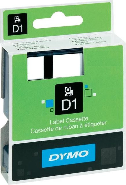 DYMO Schriftband 2er Set für professionelle Beschriftung, Farbe Weiß mit schwarzer Schrift, Breite: 12 mm und 19 mm, Länge: je 7 m - Bild 1