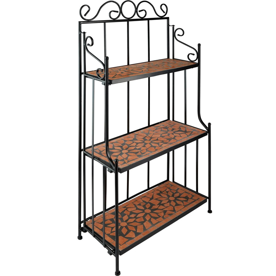 tectake Metallregal mit 3 Mosaikböden in Terracotta, B/T/H: 61 x 29 x 114 cm - Bild 2