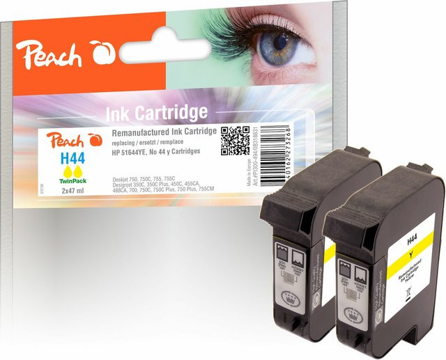 Peach HP 44 Yellow Druckköpfe 2er-Set, wiederaufbereitet, passend für HP DesignJet 350 C, HP DesignJet 350 C Plus und HP DesignJet 450 C - Bild 1