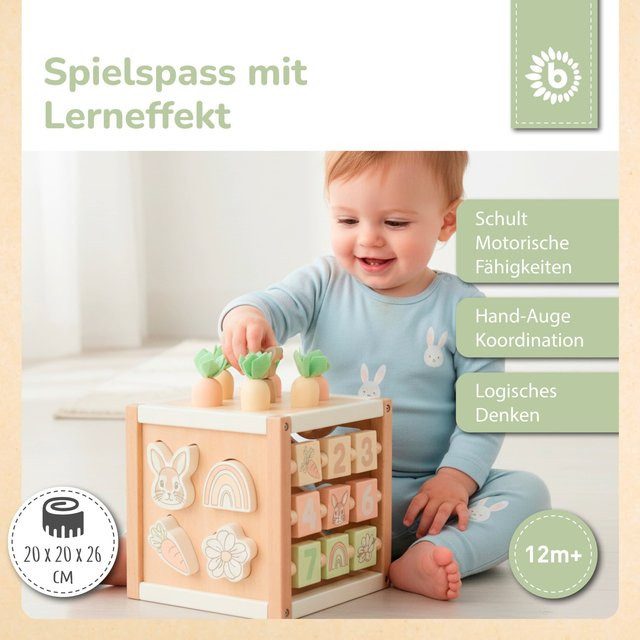 Bieco Hase Motorikwürfel, Holz, ab 1 Jahr - Bild 1
