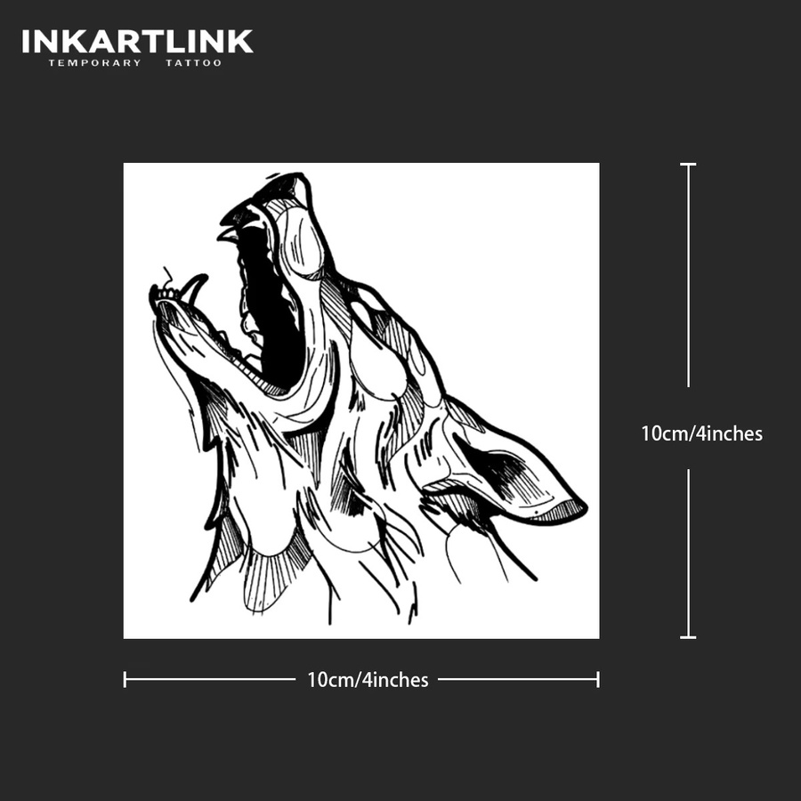 INKARTLINK Temporärer Tattoo-Aufkleber Wolfskopf, wasserfest, semi-permanent - Bild 4