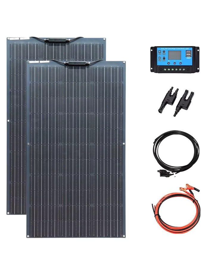 xinpuguang Solarpanel-Starter-Kit 200W mit 2 Stück 100W Monokristallinen Modulen und 20A Laderegler 12V in Schwarz für Wohnmobile, Boote und Camping - Bild 6