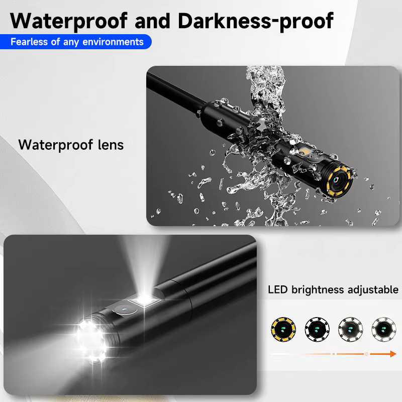 ZYPUSON 1080P HD-Endoskop mit 7 Zoll IPS-Bildschirm und Licht, IP67 wasserdicht, 1-15m Hartkabel, Schwarz - Bild 4