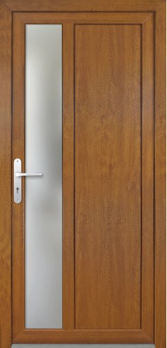 Meeth Nebeneingangstür ProM 04 in Golden Oak mit satiniertem Glaseinsatz, Farbe: Gold/Braun, Höhe: 200 cm, Breite: 98 cm, Tiefe: 6 cm - Bild 1