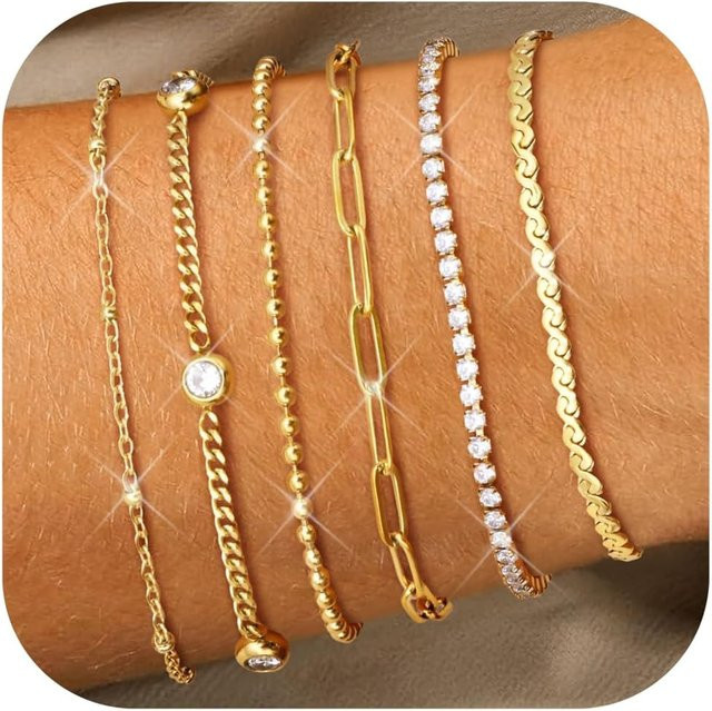 Bobisty Armband, vergoldet, Edelstahl, Zirkonia, Perle, Damen - Bild 1