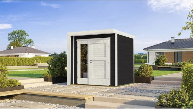 WEKA Holz-Gartenhaus Designhaus 262 mit Flachdach in Anthrazit und Grau, B/T: 214 x 215 cm - Bild 1