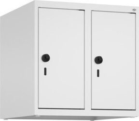 C+P Aufsatzschrank 9016/9016 aus Stahl mit 2 Abteilen und Sicherheits-Drehriegel, Farbe Weiß, B/T/H: 50 x 50 x 50 cm - Bild 1