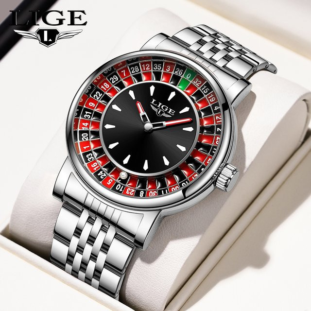 LIGE Armbanduhr Quarz, Edelstahl, Schwarz, Herren - Bild 1