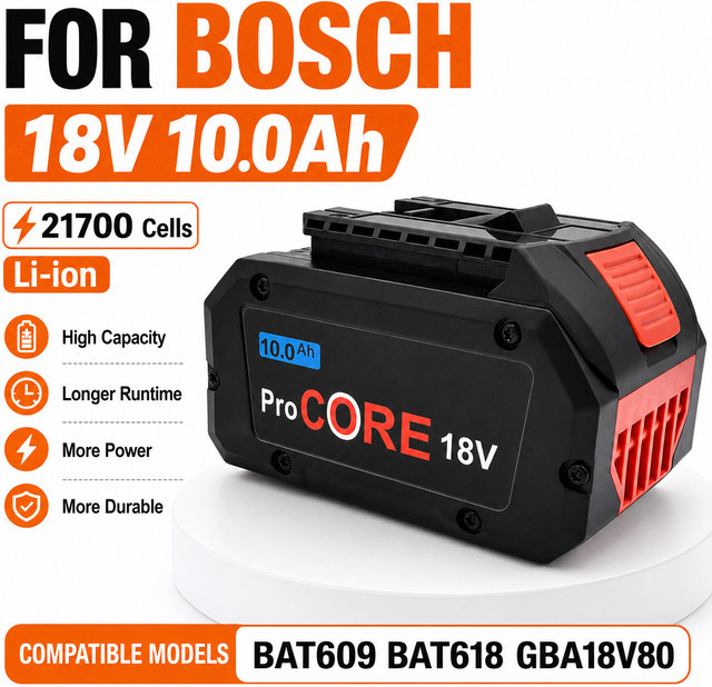 Bosch ProCORE18V Li-Ionen-Ersatzakku 18V 10,0Ah in Schwarz für Akku-Bohrschrauber, Schleifer und Hammer - Bild 1