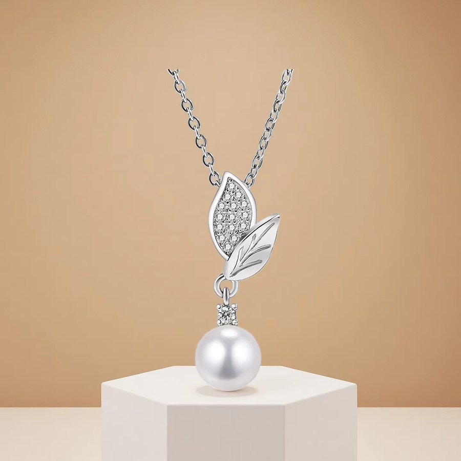 SAY Halskette 925 Silber, Blatt-Design, Zirkonia, Damen - Bild 1