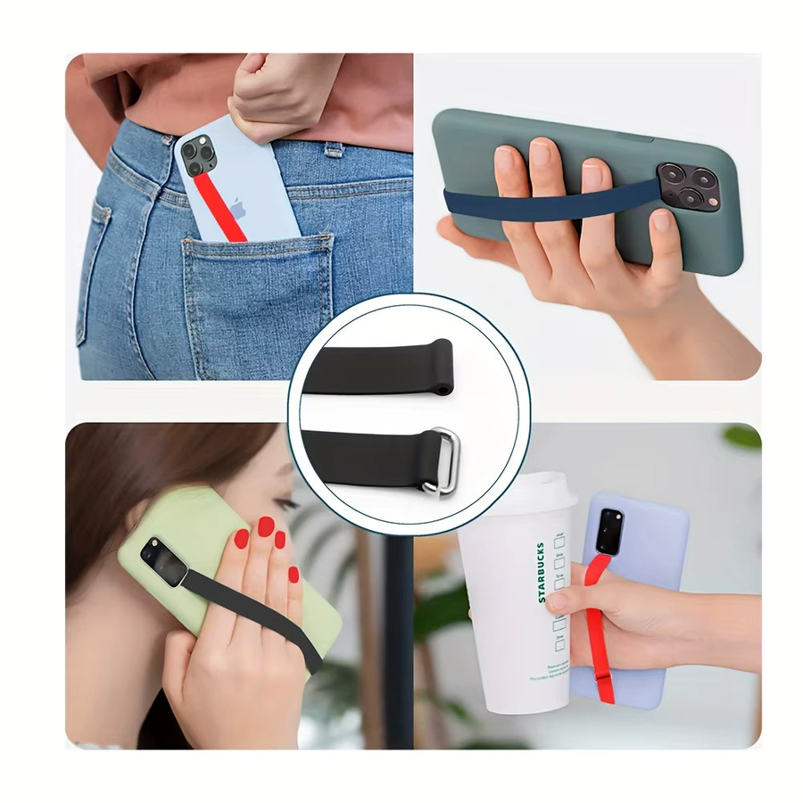 Apple Silikon-Handyhülle mit verstellbarem Handschlaufe für iPhone 11 und iPhone 12 Pro Max, Schwarz - Bild 3
