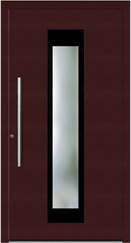 KNOCK Aluminium-Haustür Marte in Purpur-Rot mit Glaseinsatz, modern, Höhe: 210 cm, Breite: 90 cm, Tiefe: 110 cm - Bild 1