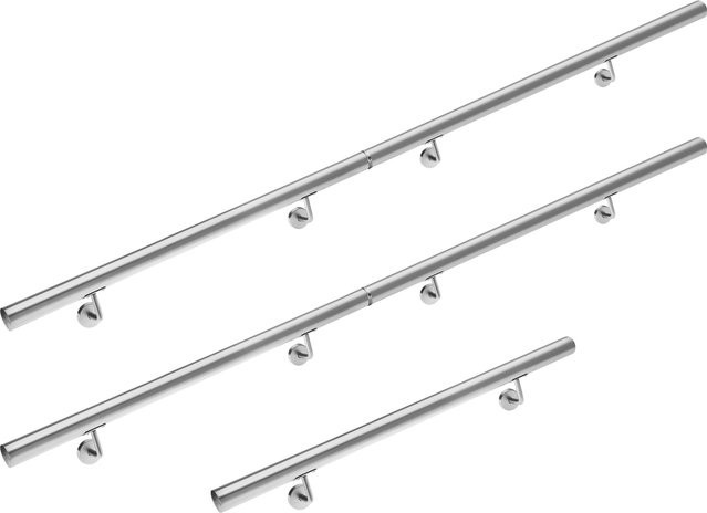 Monzana Handlauf 5er-Set aus Edelstahl in Silber, rund, Wandmontage, Länge: 500 cm, Durchmesser: 4,2 cm - Bild 1