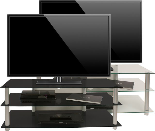 VCM Lowboard Zumbo TV-Möbel in Schwarz mit Glaselementen, modern und glänzend, H x B x T: 45 x 112 x 40 cm - Bild 1
