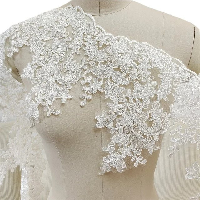 Elfenbeinfarbener Rayon-Spitzenbesatz mit Blumenrand für DIY-Hochzeitsschleier und Nähzubehör, 5-10 Yards - Bild 1