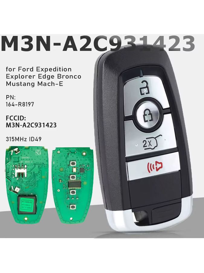 KEYECU Smart Remote Autoschlüssel ID49 315 MHz für Ford Expedition Explorer Edge Bronco Mustang Mach-E, Schwarz - Bild 6