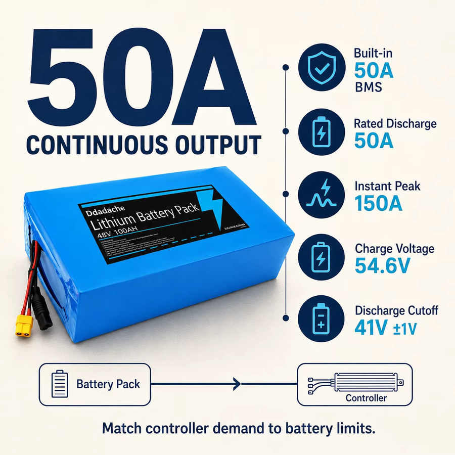 Lithium-Ionen-Ersatzakku 48V 100Ah 13S8P für Citycoco-Elektroroller mit BMS in Blau - Bild 3
