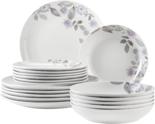 Mäser Tellerset Sono aus Porzellan Weiß mit floralem Design - Bild 1