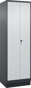 C+P Wäsche-Spind Classic PLUS mit Sockel, 2 Abteile, Stahlkonstruktion, Anthrazitgrau/Lichtgrau/Schwarzgrau, B/T/H: 195 x 60 x 50 cm - Bild 1
