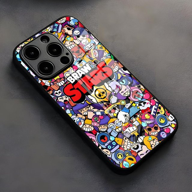 B-Brawls S-Stars Handyhülle mit Glasabdeckung für iPhone, Multicolor - Bild 1