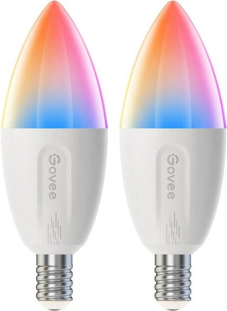 Govee Smart LED Leuchtmittel E14 Glühlampenform, dimmbar, RGB Multicolour & Weiß, 900 Lumen, 2er Set - Bild 1