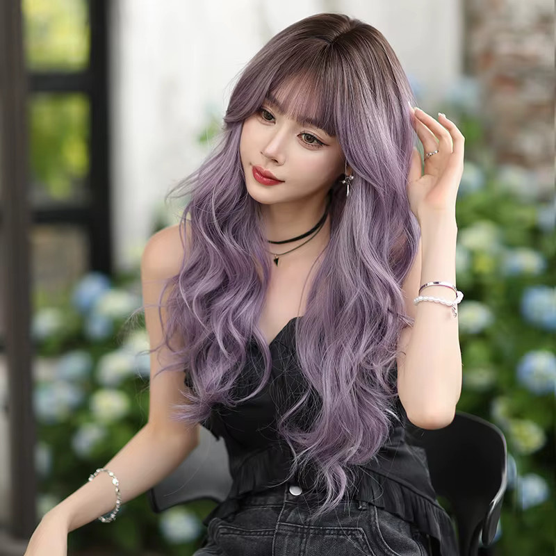7JHH WIGS Perücke, Lange Wasserwellen, Lila, Damen, synthetisch - Bild 2