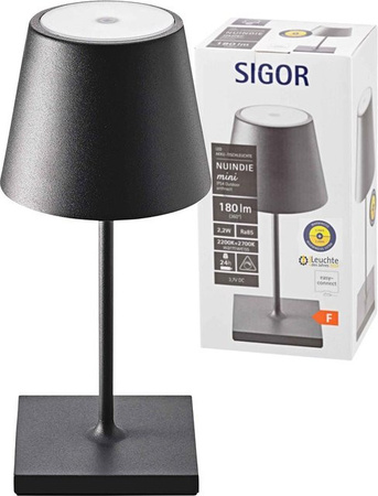 Sigor Nuindie mini LED Akku Tischleuchte IP54 schwarz für Innen und Außen