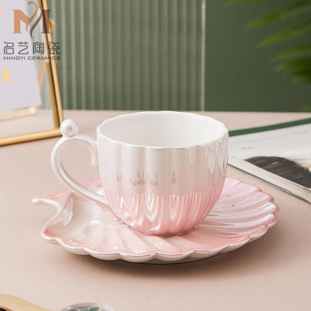 Yiran toy 1 Keramik-Kaffeetasse mit Untertasse, Perlmutt-Effekt, Grau, 240 ml