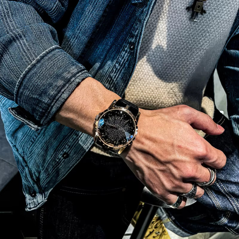 CILOA Armbanduhr Quarz, Leder, Schwarz, Herren - Bild 4