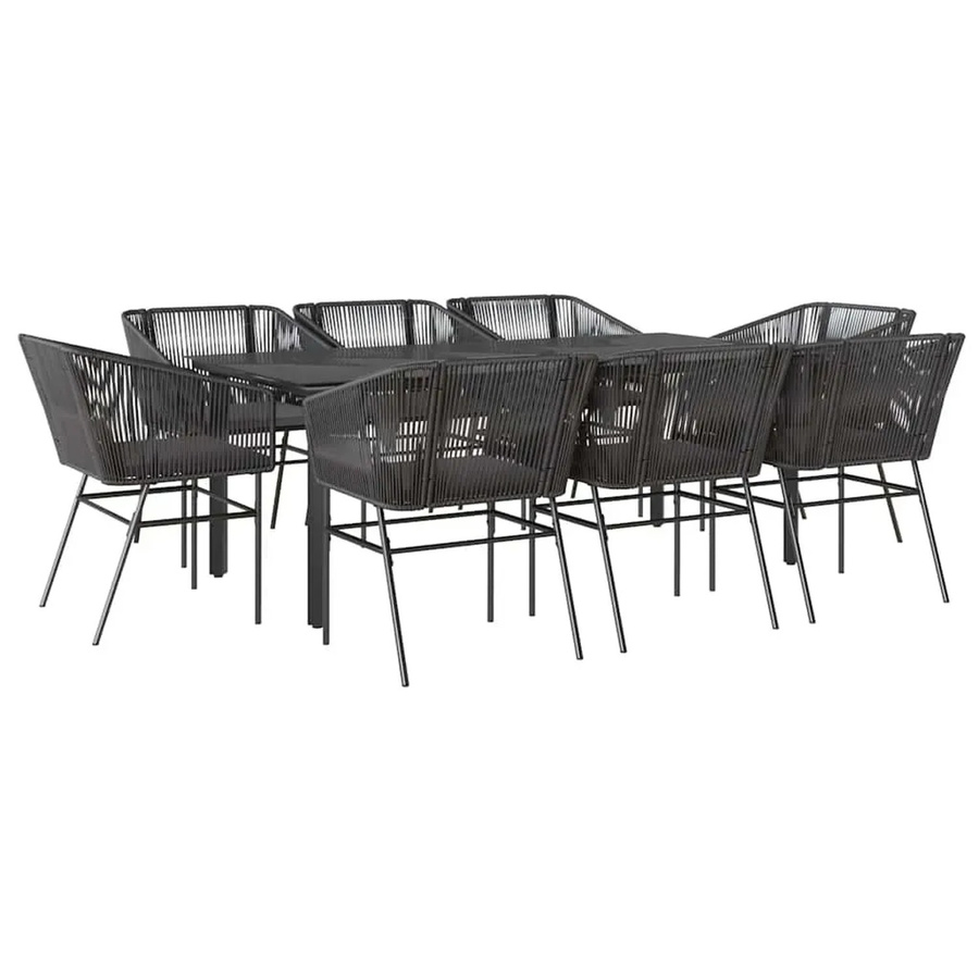vidaXL 9-teilige Garten-Essgruppe aus Poly Rattan und Glas in Schwarz - Bild 2