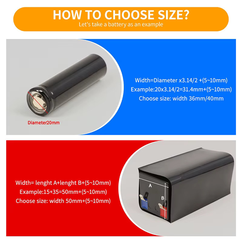 Schwarzer PVC-Schrumpfschlauch für 18650 Lipo-Akkupacks, isolierte Kabelhülle und Schutzfolie für Batterien, Breite: 50 mm bis 500 mm - Bild 2
