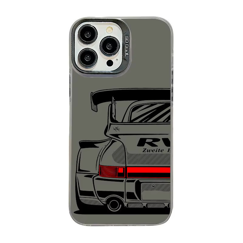 Sport-Autotelefonhülle für iPhone 17 AIR 16 15 14 13 Pro 12 11 Pro Xs X XR Max Laser Hard Case aus PC und TPU in Grau S790P3 - Bild 3