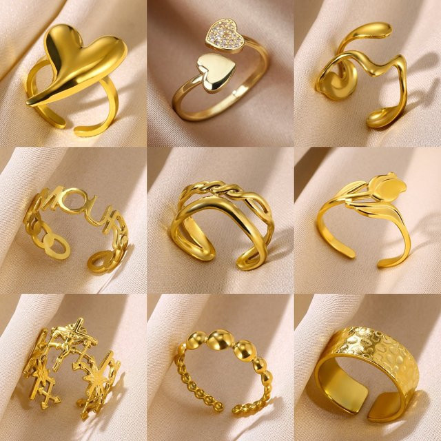 HPTOTMG Ring, Edelstahl, 18 Karat vergoldet, Zirkonia, Damen - Bild 1