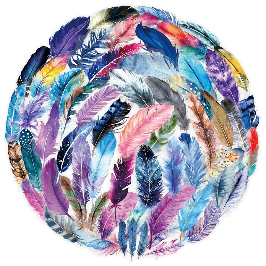 50 Stück transparente Vinyl-Aufkleber mit Federn von LanLanStickersWorld Store, wasserfeste Aufkleber für Handyhüllen, Gepäck und Tagebücher, Mehrfarbig - Bild 2