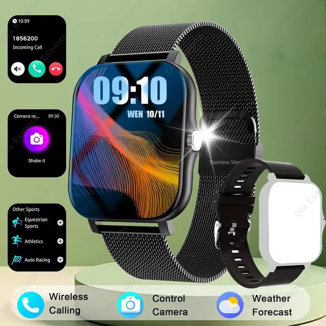 Ola Esporte Smartwatch mit Bluetooth-Anruf, Nachrichtenbenachrichtigung, Herzfrequenz- und Schlafüberwachung sowie Fitness-Tracking in Gold und Schwarz - Bild 1