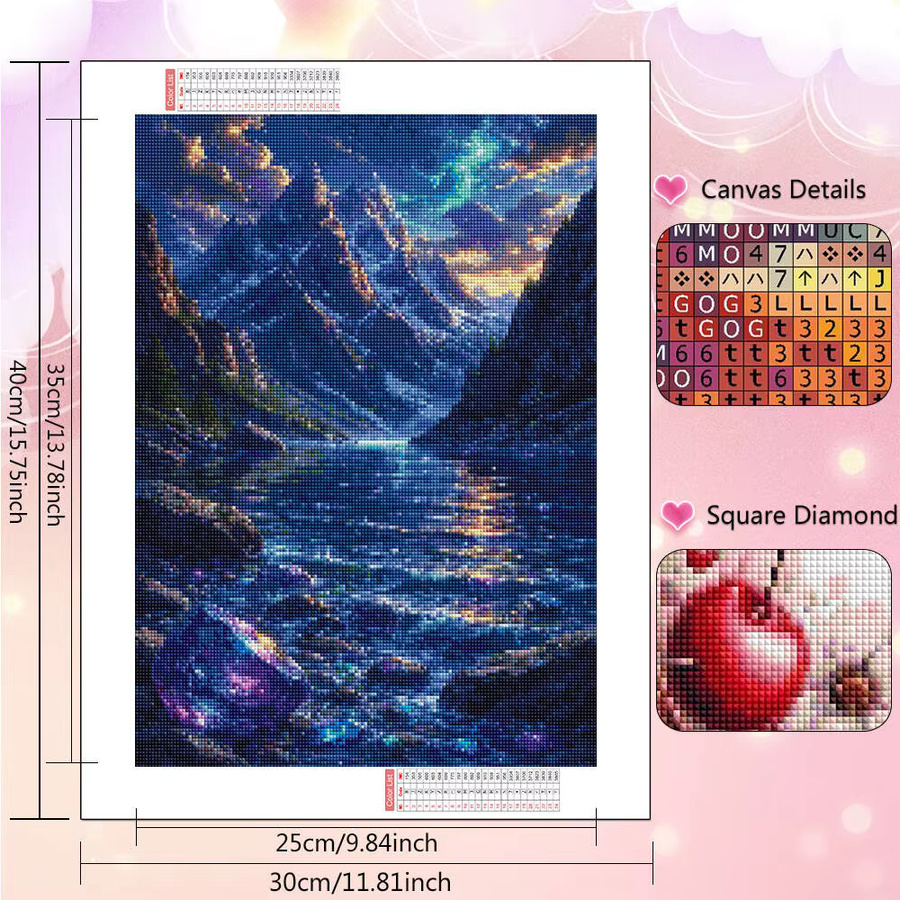 Huacan Diamant-Mosaik Set Berglandschaft und Meer als Stickerei mit Fantasy-Strasssteinen zur Heimdekoration - Bild 3