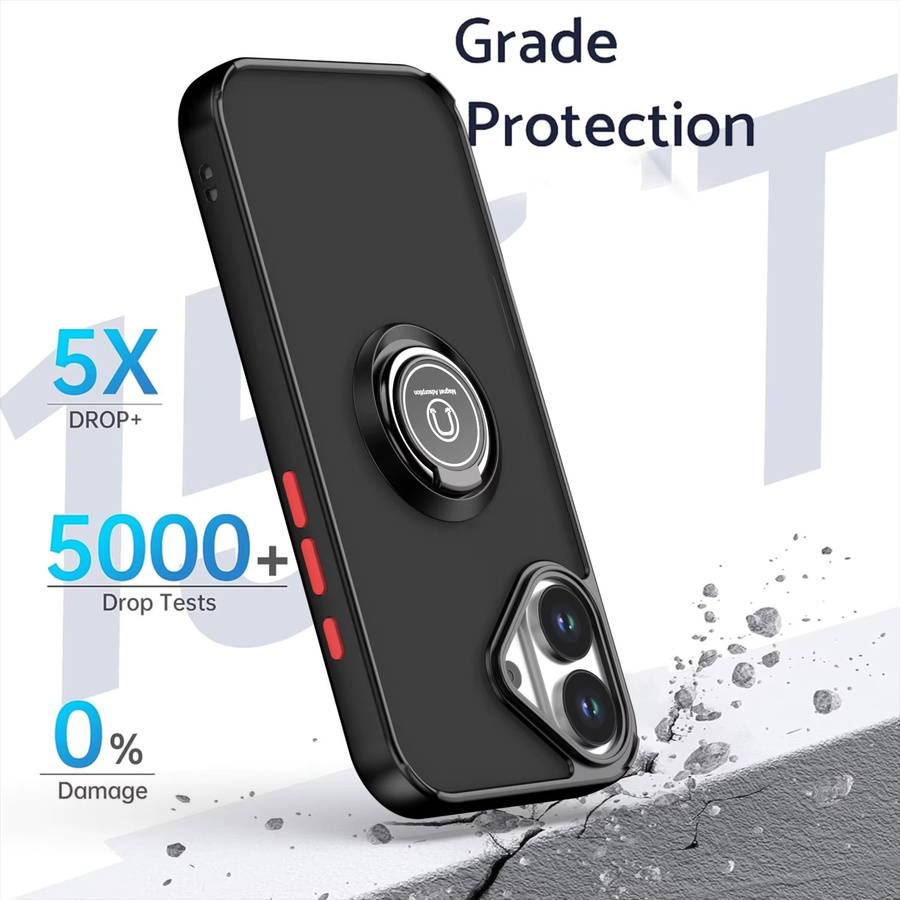 Stoßfeste Armor Schutzhülle mit Ringhalter für Apple iPhone 17 16 15 14 13 12 11 Pro Max Plus Air Mini in Transparent, Schwarz oder Blau - Bild 3