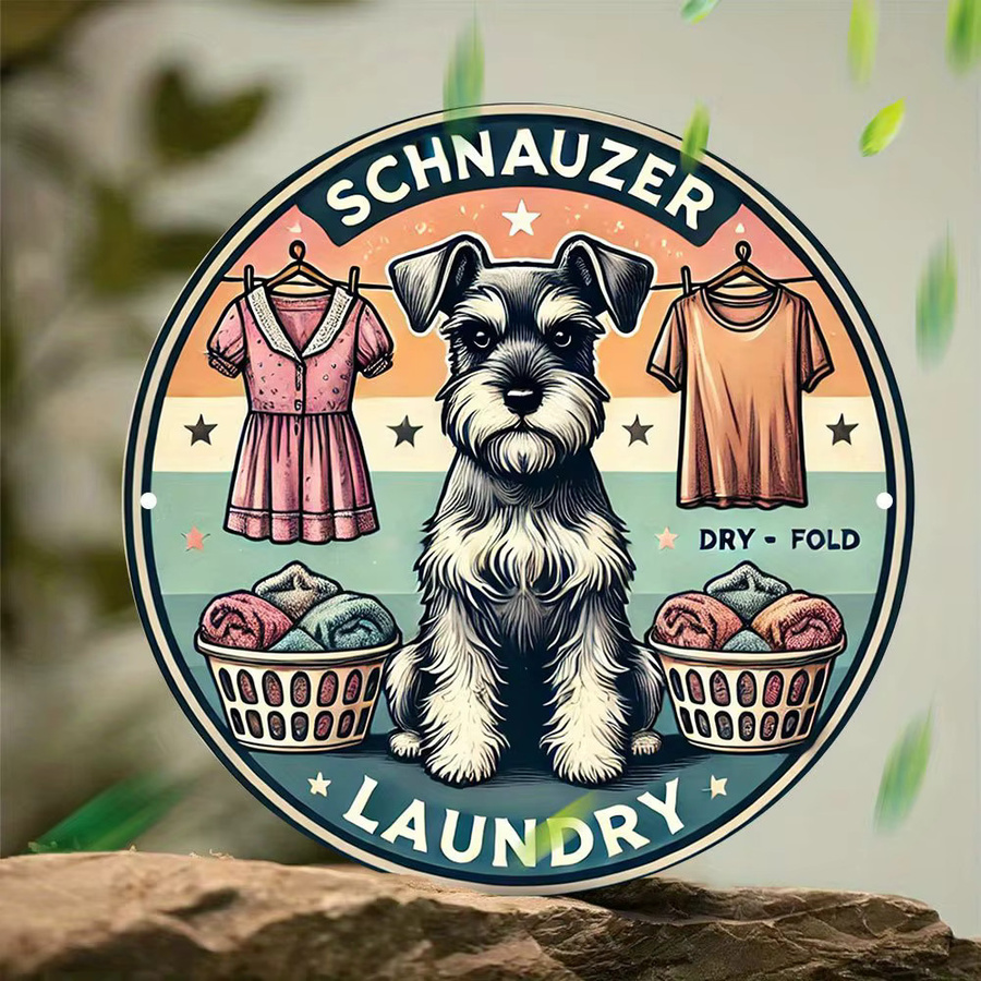 Rundes Aluminiumschild Potdemiel Schnauzer Metallwandkunst Vintage Motiv für deine Raumdekoration Durchmesser: 20 cm - Bild 3